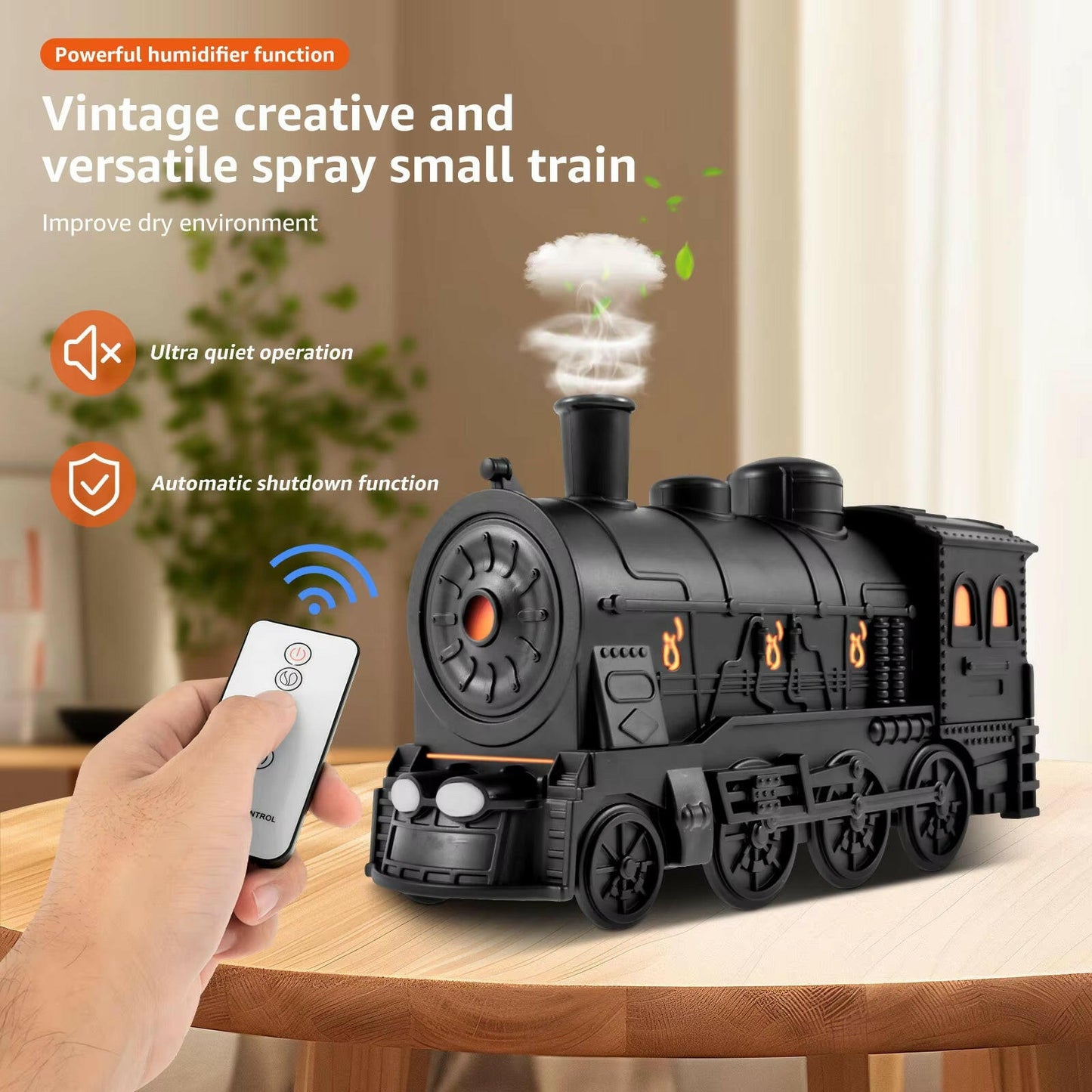 Steam Train Essential Oil Diffuser with Light 300Ml Train Humidifier Diffuser Ultra Quiet Train Humidifier Steam Train Diffuser