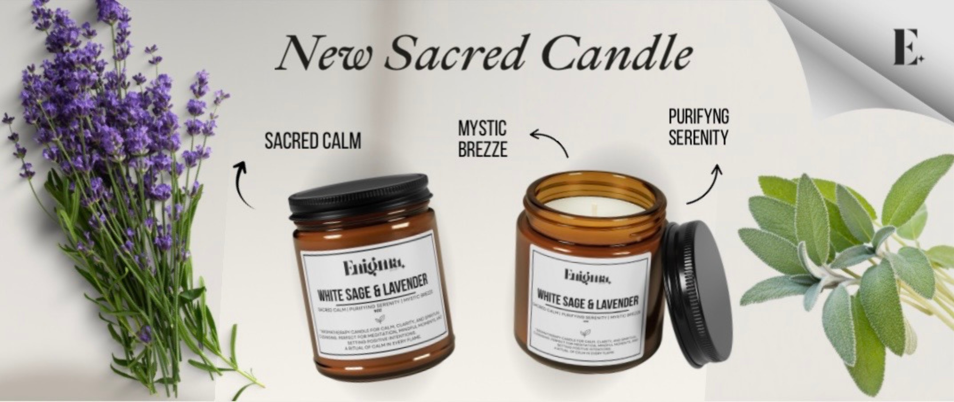 White Sage & Lavender - Sacred Candle - Enigma Secret