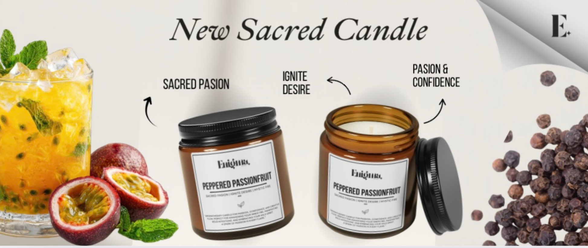 Peppered Passionfruit -  Sacred Candle - Enigma Secret