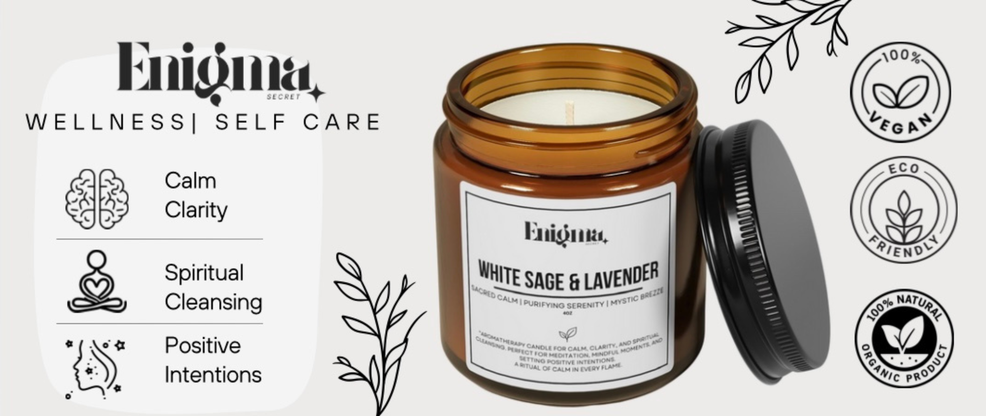 White Sage & Lavender - Sacred Candle - Enigma Secret